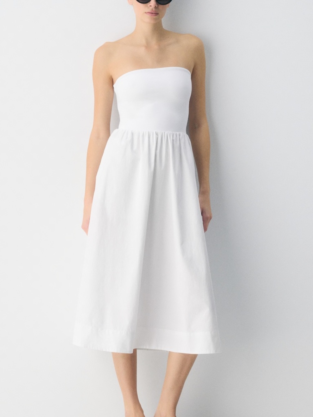 Aritzia Babaton FLUID DRESS White tube Poplin Midi XS